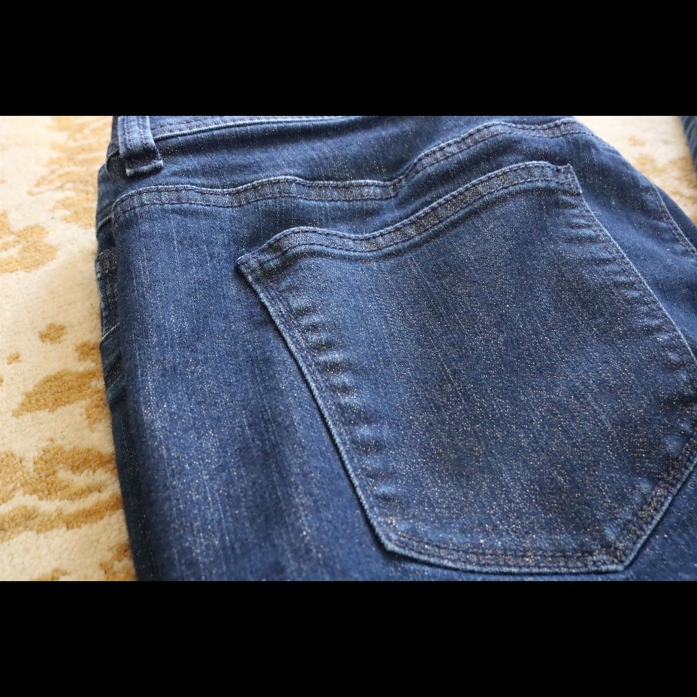 Chico’s Dark Blue Denim Skinny Jeans Sparkles - Picture 2 of 5
